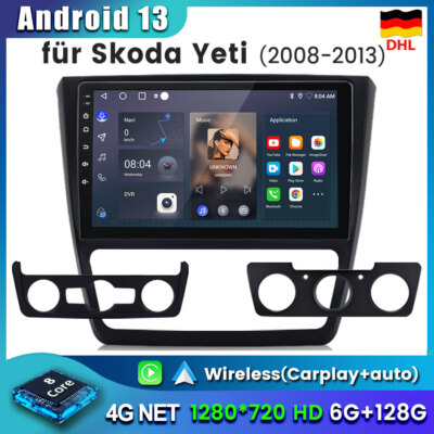10''Android 13.0 Autoradio 6+128GB Carplay Für Skoda Yeti 2008-2013 GPS Navi WIFI