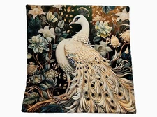 William Morris Abstract Floral Bird Peacock Design Throw Pillow Cover Home Decor