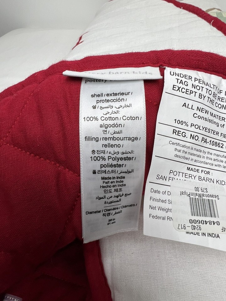 Pottery Barn Kids Holiday ABC Play Mat For Babies Muslin Christmas 36