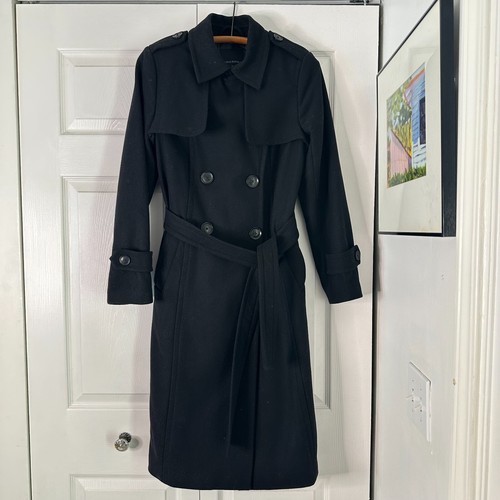 Banana Republic Women's Black Classic Wool Trench Coat Size Small