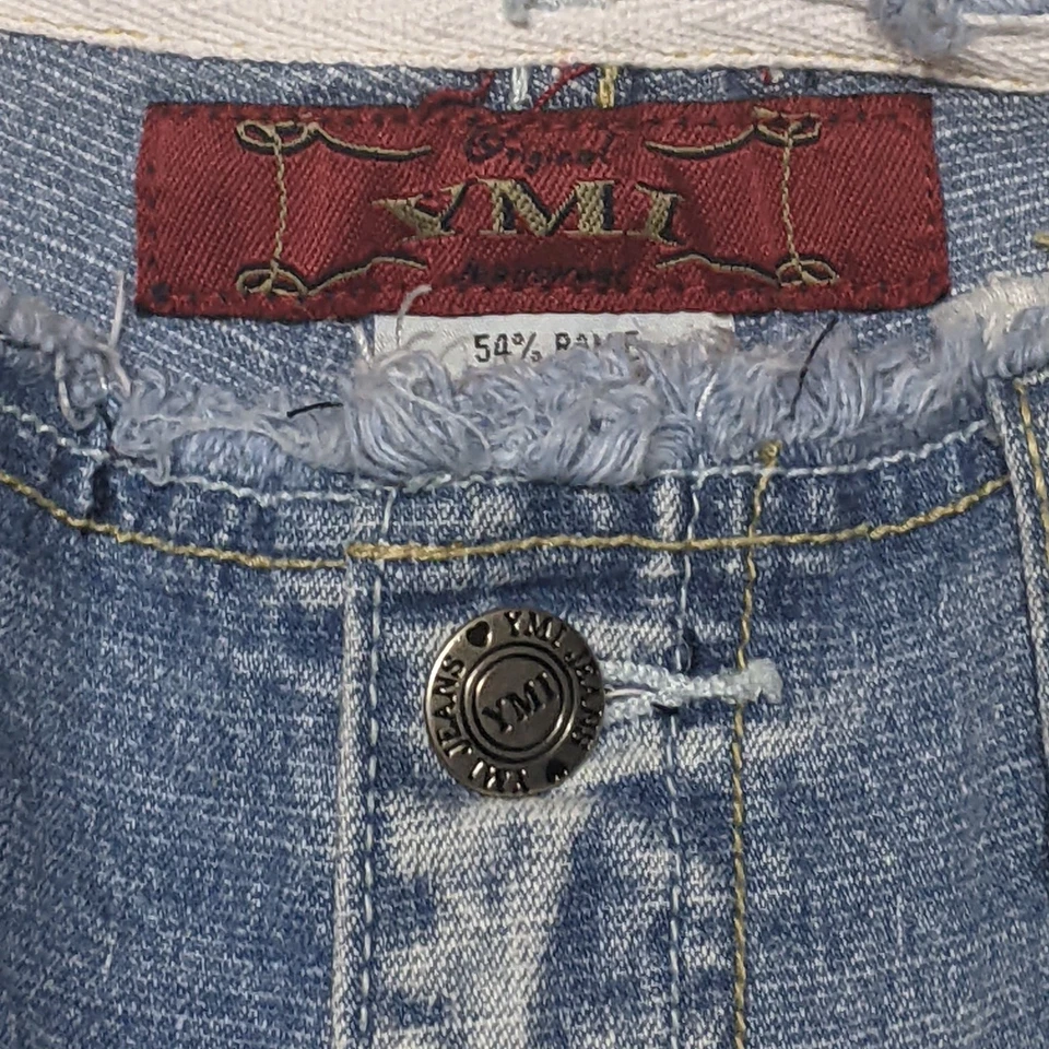 Pantalones Cortos de Jean YMI Vintage Juniors Talla 9 Dobladillo Crudo Cintura Y2K Denim Lavado Ligero Grunge Foto 3 de 4