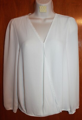 MY BELLE Ladies' Small SHEER BLOUSE (white w/ wrap front long
