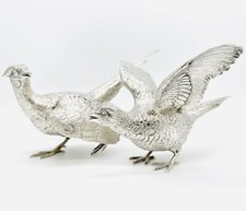 Antique Rare Solid Silver Pheasant Pair 925 Silver