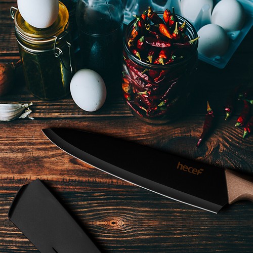 Juego de 10 cuchillos de cocina Vantage acero inoxidable cuchillos de chef con fundas de hoja - Imagen 12 de 13