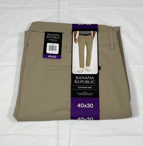 Banana Republic Performance Pant, Slim Fit, Zip Pockets, Men's 40x30, Tan, NEW