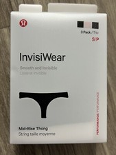 Lululemon InvisiWear Mid Rise Thong 3 PACK Size S/P Black Pink Mist Dot 58572