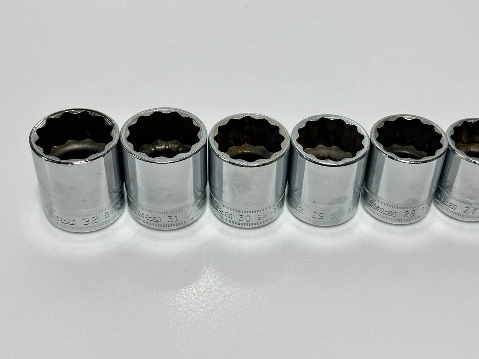 Snap-On Tools USA 14pc LARGE 19mm-32mm 1/2” Drive Shallow Socket Set - 12 Point - Image 3 of 4