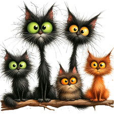 Wall decal sticker whimsical cat wall sticker 18x18 cm large