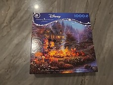 Thomas Kinkade Mickey And Minnie Sweetheart Campfire 1000 Puzzle New Ceac Disney