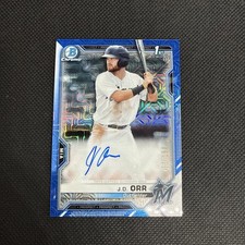 J.D. ORR 2021 Bowman Chrome Prospect BLUE MOJO REFRACTOR AUTO Marlins /150
