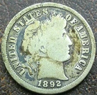 US 1892 Barber Dime  **