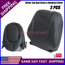 2010-2015 For Chevy Camaro Driver Top Leather Seat Cover & Headrest Cover Black