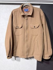 Pendleton 90s Beige Wool-Blend Zip-Up Jacket with Front Pockets