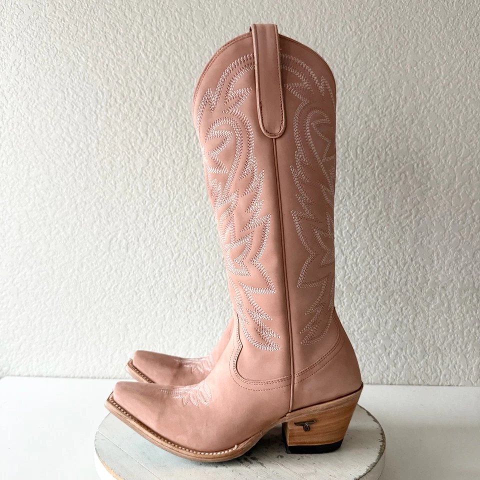 Lane SMOKESHOW Botas de Cowboy Femininas 7 Couro Rosa Cowgirl Ocidental Meia Panturrilha Alto - Imagem 4 de 4