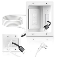 in Wall Cable Management Kit with Recessed Tv Outlet Box-Two-Hole Socket, 9ft...