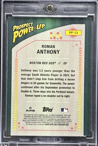 Roman Anthony RARE ROOKIE MOJO REFRACTOR BOWMAN CHROME INVESTMENT CARD SSP MINT - Picture 2 of 2