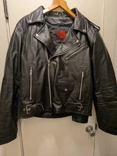 Alpha Cycle Gear Men’s Lrg Leather Motorcycle Jacket With Armor & Liner Exc Cond