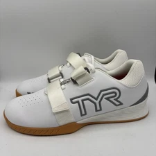 TYR L-1 Lifter Shoes Mens Size 12 White Gray Gum Weightlifting Gym Used