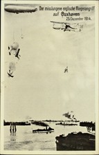 Cuxhaven Germany failed English air raid 1914 biplane crash 1980s REPRO postcard