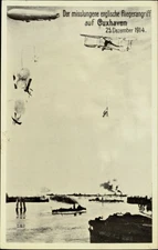Cuxhaven Germany failed English air raid 1914 biplane crash 1980s REPRO postcard