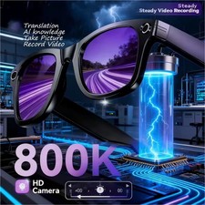 AI Smart Glasses 8K HD Photochromic Bluetooth Music Camera Voice Assistant Gift
