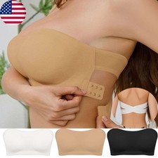 Women Strapless Removable Pad Bra Bandeau Seamless Padded Bra Wireless Tube Top