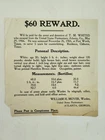 1906 antique $60 REWARD POSTER atlanta ga ESCAPED PRISONER t. m. whited