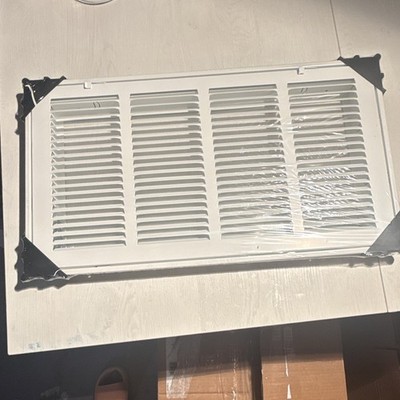 Handua Steel Return Air Filter Grille, White, Rectangular 20x10 in