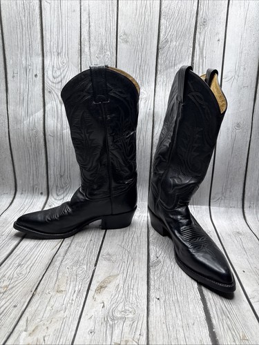Stivali da cowboy vintage Tony Lama El Paso etichetta nera western pelle di vitello 2995 (7) - Foto 4 di 20
