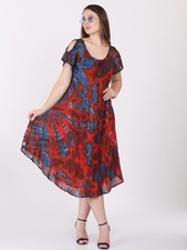 Women Casual Umbrella Midi Embroidery Work Tie dye Sun Dress Wholesale mix lot
