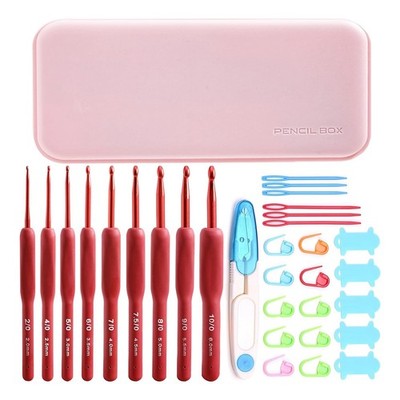 2X(32-Teiliges Häkelnadel-Set, Ergonomische Häkelnadeln mit Etui für Arthri8293