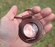 Nautical Magnifying Lens with Leather Holder Rimmed Brown 