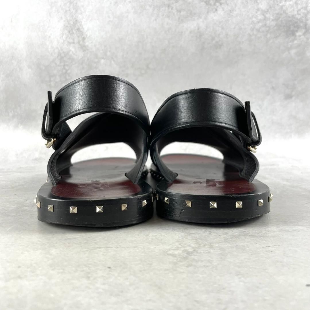 VALENTINO GARAVANI Rockstud Sandals Black Leather 42 (27cm) Men’s Auth FROM JPN thumbnail 4