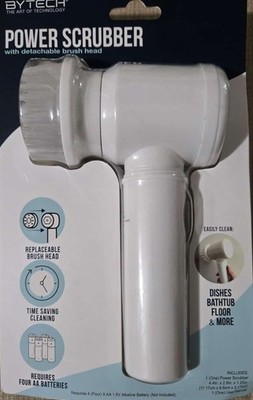 Bytech Power Scrubber Detachable Plastic Brush Head White for Dishes Floor Bath