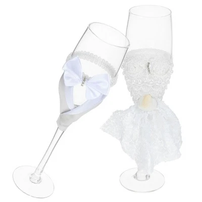 1 paire de verres de mariage, flûtes de la mariée et du marié, gobelet à vin de - Photo 1/4