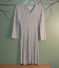 J. Howard Beige Size Medium Cable Knit Sweater Dress Aline Knee Length Career