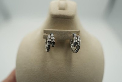 14k White Gold Polish Vintage Hoop Earrings 925 Silver Wedding Anniversary Gift