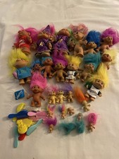 Vtg 28 Troll Dolls Russ Dam Various Brands & Sizes + Key Chains Combs & Earrings