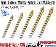 5 x Profi Titan Bohrer Für Glas Granit Marmor Fliesen Keramik 3, 5, 7, 10, 12 mm