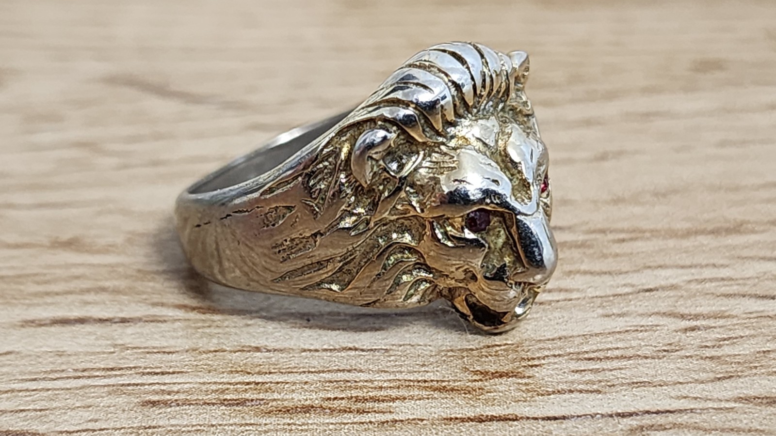 Misc Vintage Plated Simulated Ruby Diamond Lion H… - image 2