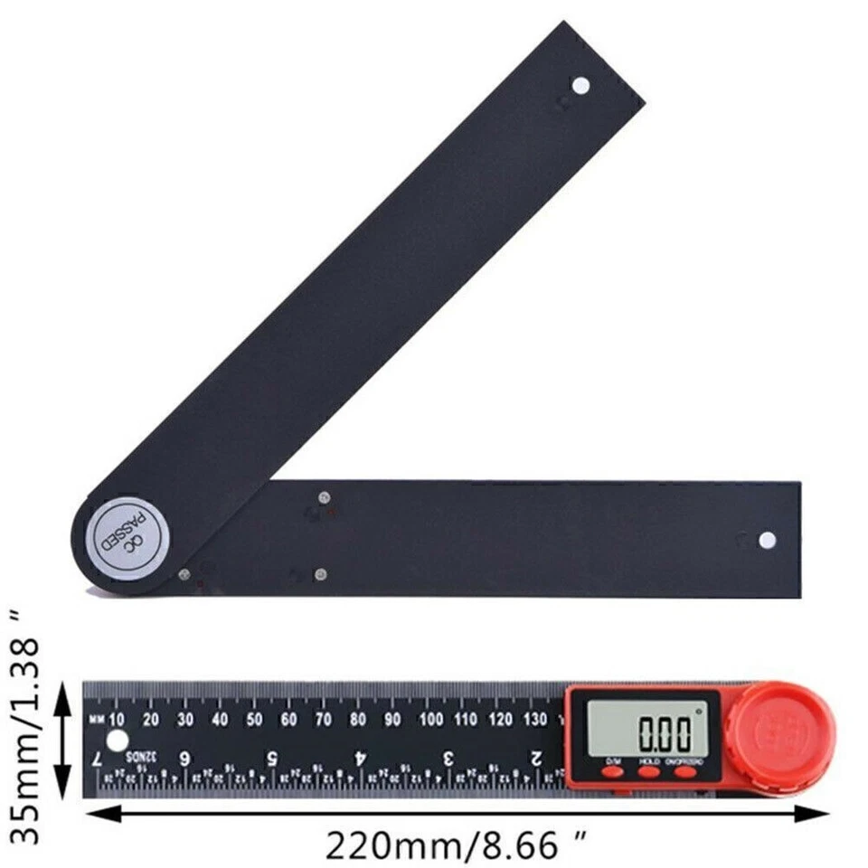 LCD Digital Display 200mm 0-360° Angle Finder Ruler Protractor Measure Meter - Image 4 of 4