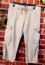 Vintage Polo Jeans Co Ralph Lauren Tan Cargo Crop Capri Pants Women  s Size 8