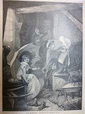 Orig. Holzstich - Kinder - In der Rumpelkammer. Originalzeichnung von R. Gutschm