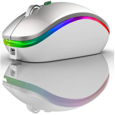 Bluetooth Funkmaus 2.4GHz Wiederaufladbar LED Licht Silber