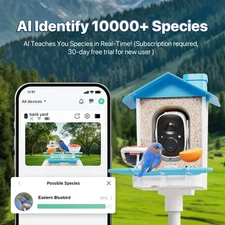 2K HD Smart Bird Feeder with Camera AI Identify Solar Powered Birdfeeder Cam