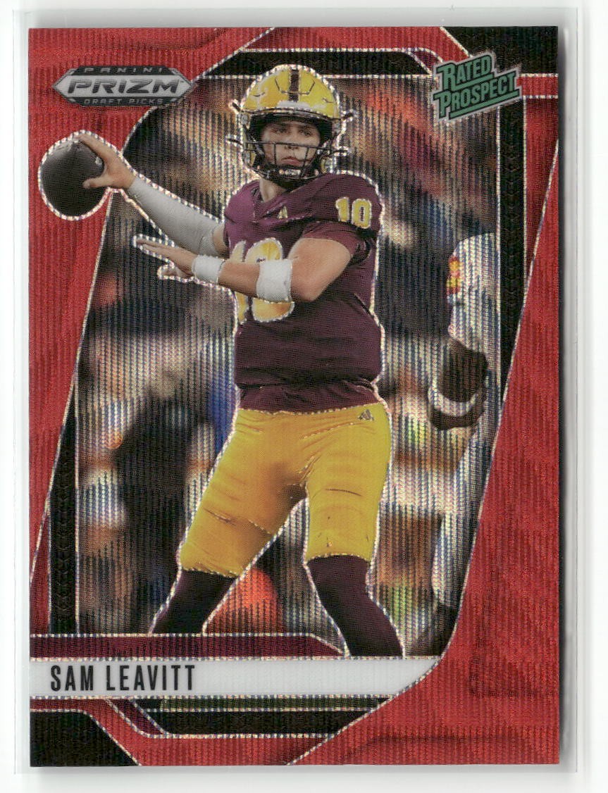 2025 Panini Prizm Draft Picks #6 Sam Leavitt Prizms Ruby Wave