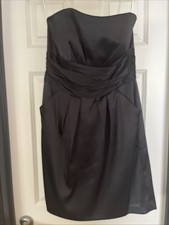 David s Bridal Black Polyester Satin Strapless Dress With Pockets Size 10