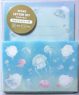 KYOWA Yume Kawaii Obake Ghost Sea Jellyfish Mini Letter Set Made in Japan