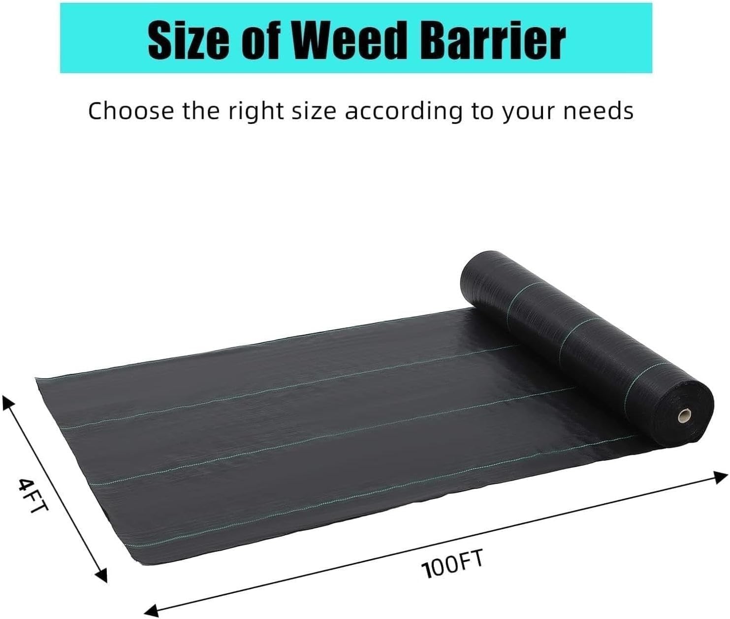 4 x 100ft Weed Barrier Landscape Fabric, Non-Woven, Weed Block Gardening Mat