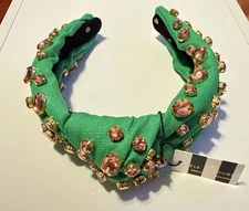 Lele Sadoughi Wicked Colors Knotted Oval Pink Crystal Green Headband Retired